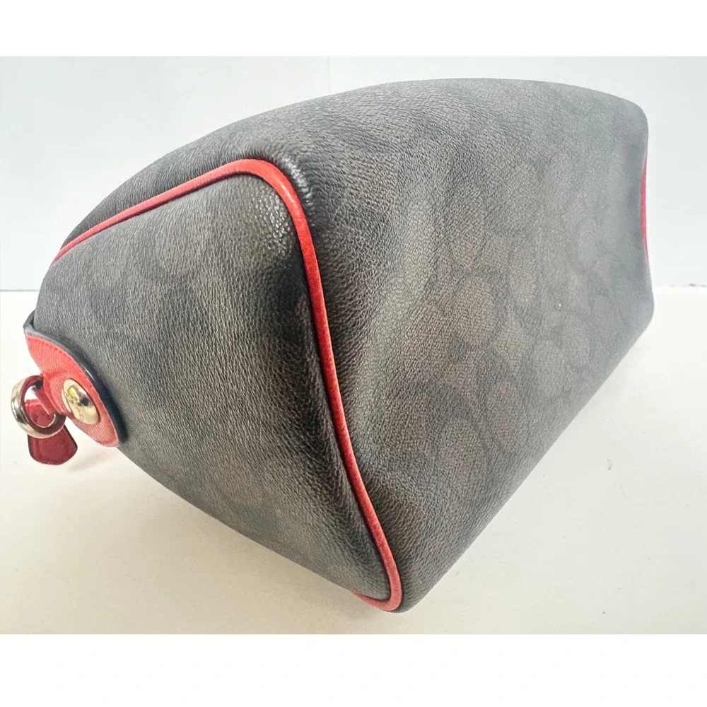 Coach Mini Bennett Brown Signature Canvas Red Leather Trim F83607 Crossbody NWOT